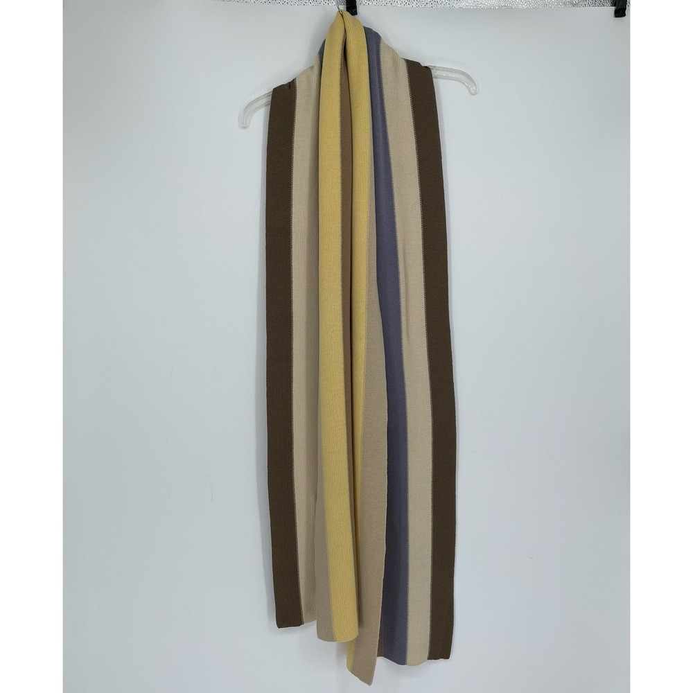 DKNY Vintage Women's Multicolor Striped Merino Wool Winter Blanket Scarf OS
